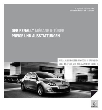 der renault mégane 5-türer Preise und ausstattungen