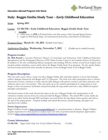 Reggio Emilia Study Tour – Early Childhood Education - Office of ...