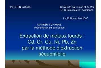 Extraction de métaux lourds : Cd, Cr, Cu, Ni, Pb, Zn par la méthode d ...