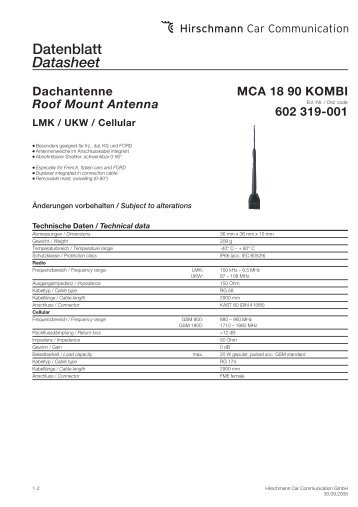 602 319-001 Datenblatt Datasheet - Hirschmann Car Communication