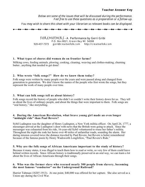 Teacher Answer Key (PDF) - Gerri Gribi