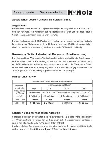 Aussteifende Deckenscheiben