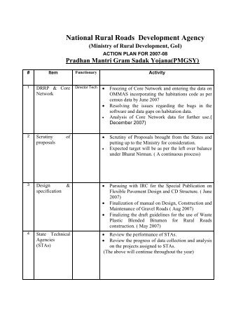 Action Plan 2007-08 - pmgsy