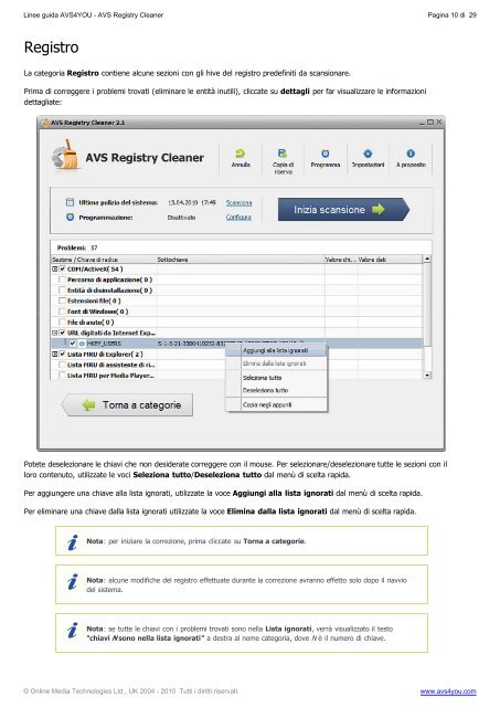 AVS Registry Cleaner - AVS4YOU >> Online Help