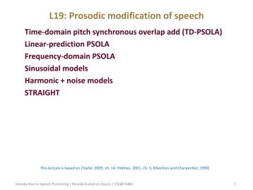 Introduction to Speech Processing