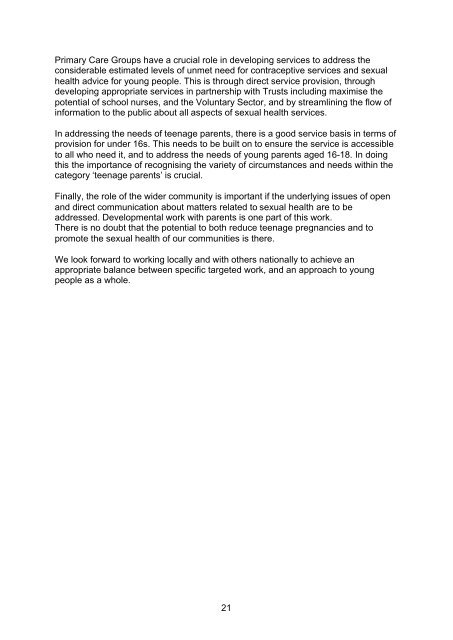 County Durham Local Teenage Pregnancy Strategy - Full Document