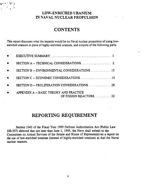 REPORT ON IN NAVAL NUCLEAR JUNE, 1995