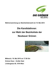 Die KandidatInnen zur Wahl der Bezirksliste der Neubauer Grünen