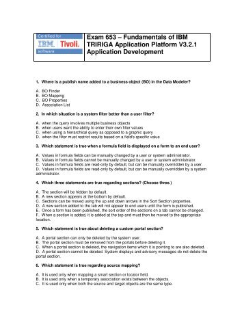 Exam 653 ? Fundamentals of IBM TRIRIGA Application Platform V3 ...