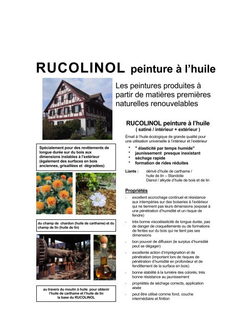 RUCOLINOL peinture à l'huile - Marcel Bichsel AG