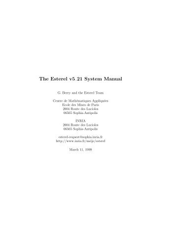 The Esterel v5 21 System Manual - Courses