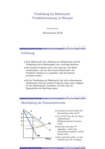 Preisbildung bei Marktmacht: Preisdiskriminierung im Monopol ...