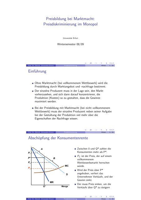 Preisbildung bei Marktmacht: Preisdiskriminierung im Monopol ...