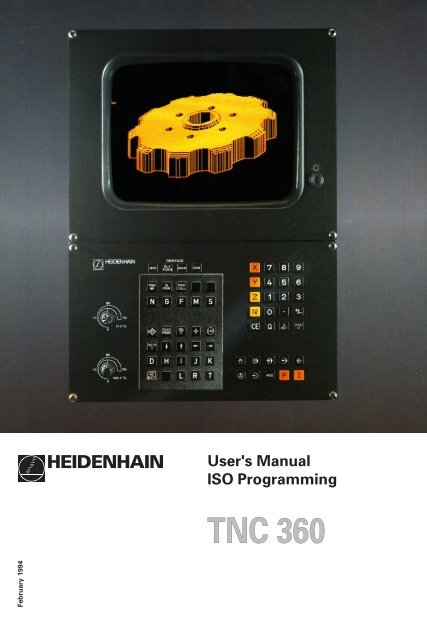 User's Manual ISO TNC 360 (260020xx, 280490xx) - heidenhain