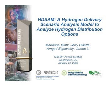 HDSAM: A Hydrogen Delivery Scenario Analysis Model to Analyze ...