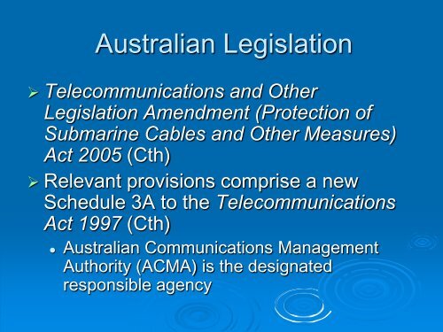 Australian Submarine Cable Legislation