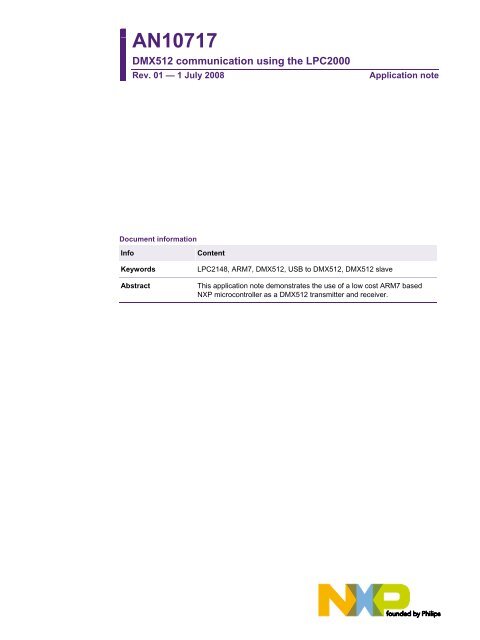 AN10717 DMX512 communication using the LPC2000 - NXP ...