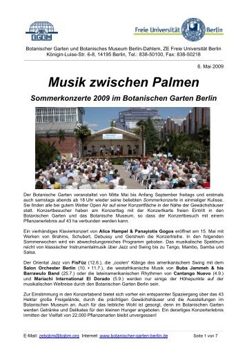 Musik zwischen Palmen - Botanischer Garten und Botanisches ...