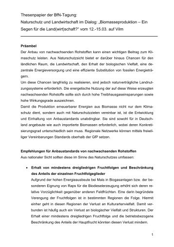 Thesenpapier der BfN-Tagung: Naturschutz und Landwirtschaft im ...