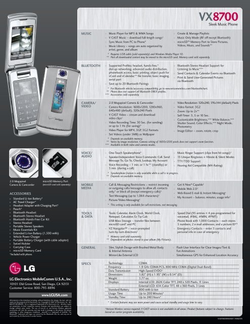 VX8700 Datasheet - LG Electronics
