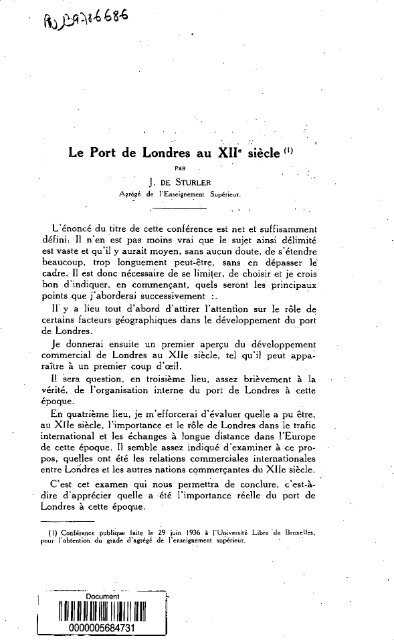 Le port de Londres au XIIe siecle