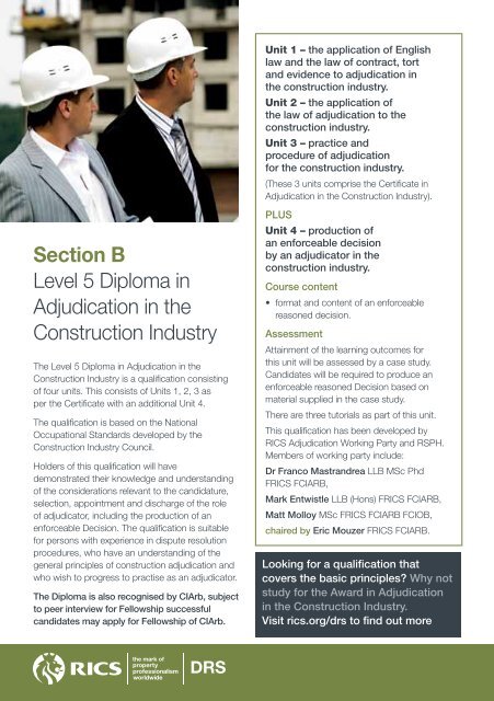 Diploma in Adjudication in the ConstruCtion inDustry - RICS