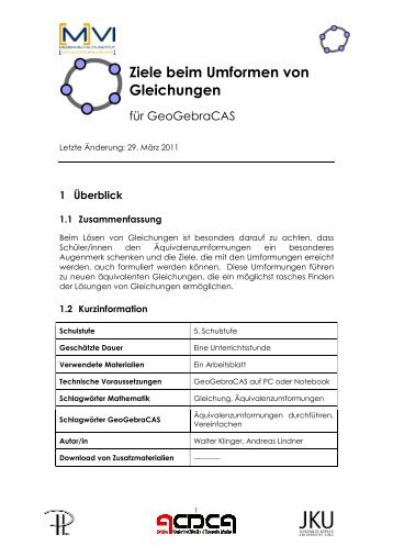 Ziele beim Umformen von Gleichungen