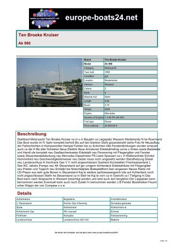 Ten Broeke Kruiser - Boats, Yachts on europe-boats24.net