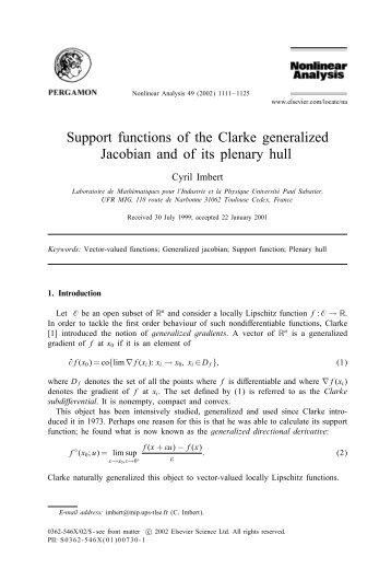 Support functions of the Clarke generalized Jacobian and of its ...