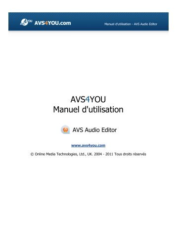 Manuel d'utilisation - AVS Audio Editor - AVS4YOU >> Online Help