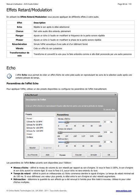 Manuel d'utilisation - AVS Audio Editor - AVS4YOU >> Online Help