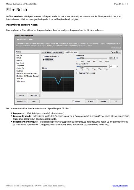 Manuel d'utilisation - AVS Audio Editor - AVS4YOU >> Online Help