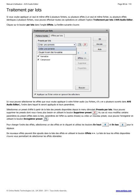 Manuel d'utilisation - AVS Audio Editor - AVS4YOU >> Online Help