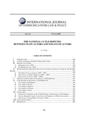 the national cctld disputes: between state actors and non-state actors