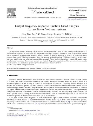 Output frequency response function-based analysis for nonlinear ...
