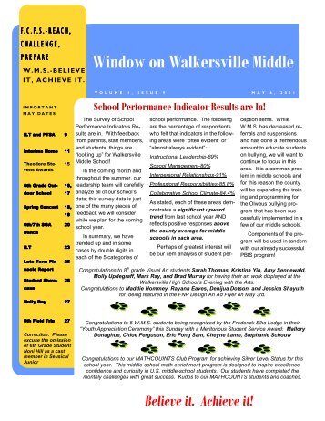 Window on Walkersville Middle - Middletown High School