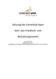 Satzung der Gemeinde Apen betreffend das Friedhofs