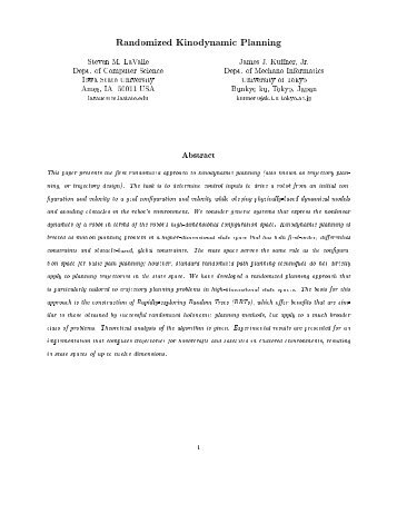 Randomized Kinodynamic Planning Steven M. LaValle James J ...