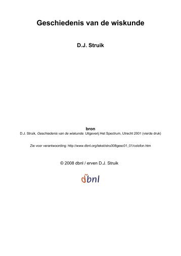 Geschiedenis van de wiskunde DJ Struik - digitale bibliotheek voor ...