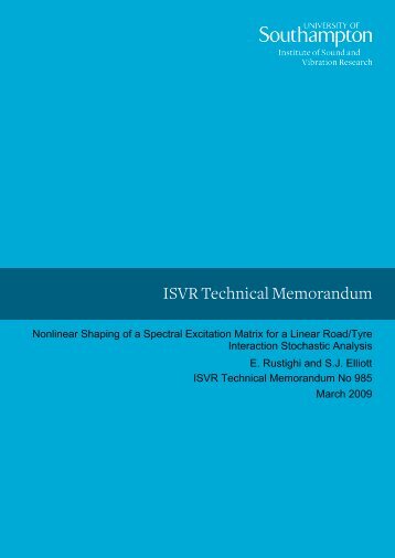 ISVR Technical Memorandum - Institute of Sound and Vibration ...