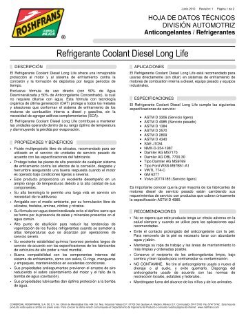 Refrigerante Coolant Diesel Long Life - Roshfrans