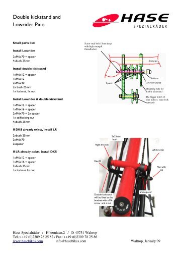 Lowrider and Double Kick Stand for Pino steel models ... - Hase Bikes