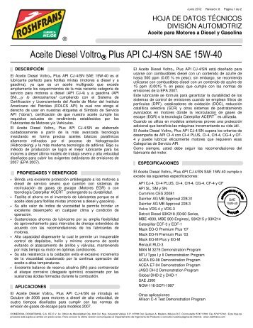 Aceite Diesel Voltro® Plus API CJ-4/SN SAE 15W-40 - Roshfrans