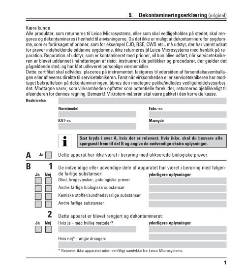 9. Dekontamineringserklæring (original)