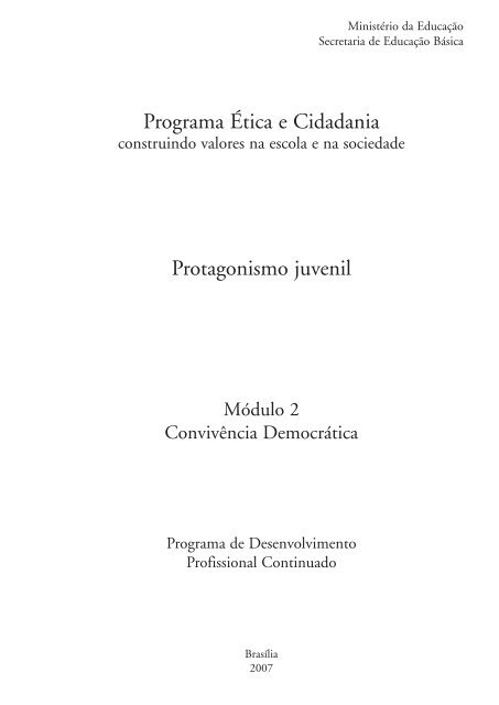 Convivência Democrática: Protagonismo Juvenil - Portal do ...