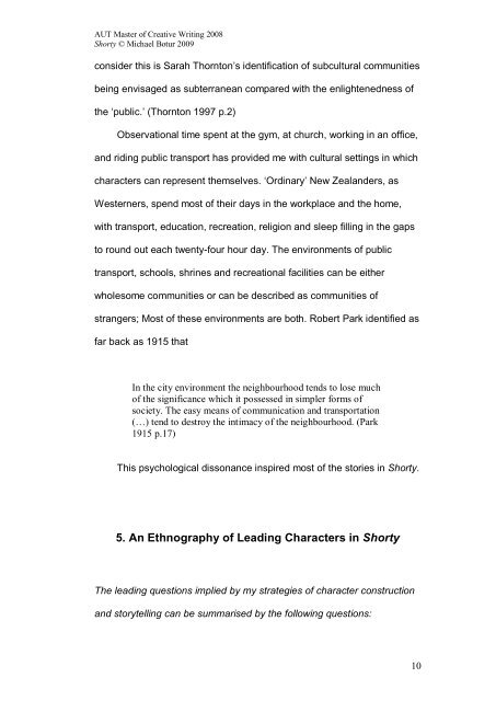 AUT Master of Creative Writing Thesis Exegesis - Scholarly ...