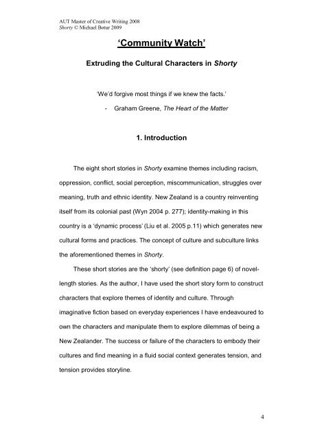 AUT Master of Creative Writing Thesis Exegesis - Scholarly ...