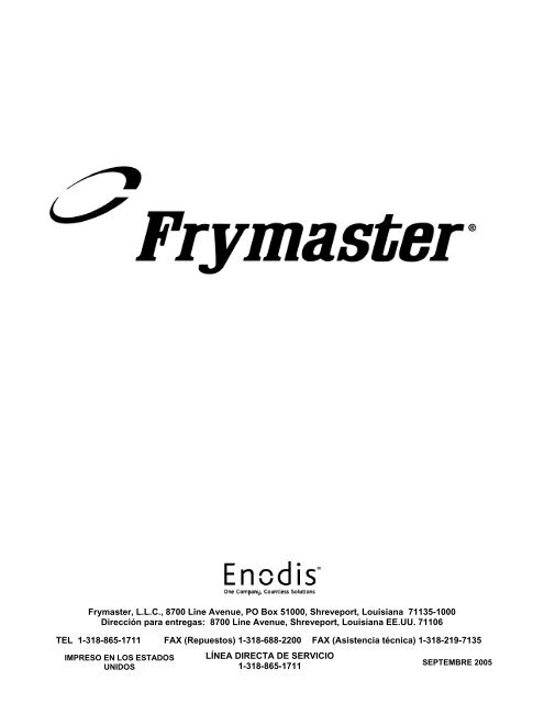 Freidoras de Gas Serie Pro H55 Manual de instalación y - Frymaster