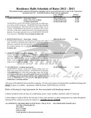 Residence Halls Schedule of Rates 2012 - 2013