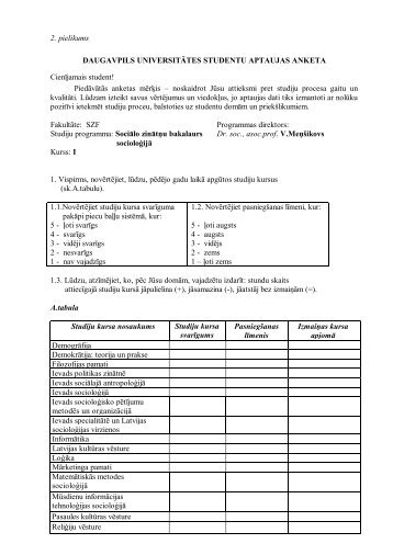 2. pielikums. Studentu aptaujas anketas paraugs